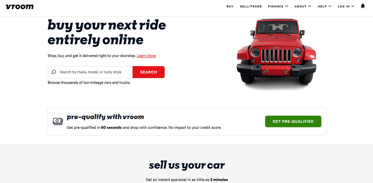 Vroom.com - one of the largest ecommerce platforms in 2024

